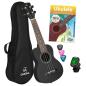 Preview: Cascha Ukulele HH-3969 Sopran Ukulele Linde Schwarz Set