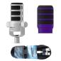 Preview: Rode Mikrofon Podmic USB Weiss mit WS14PU Popschutz Lila und Kabel