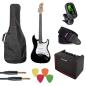 Preview: Eko Guitars E-Gitarre GEE ST100-BLK Schwarz Komplett-Set
