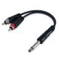 Preview: keepdrum YC017 Y-Adapter 6,3mm Mono Klinke zu Stereo RCA Cinch Stecker