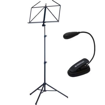 K&M 10065 Notenständer schwarz mit Notenpult-Leuchte