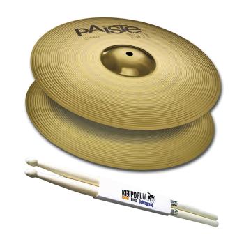 Paiste 101 Brass 14 HiHat  Becken mit Schlagzeugstöcken