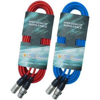 keepdrum DMX Kabel 15m 3-pol XLR 1x Rot 1x Blau