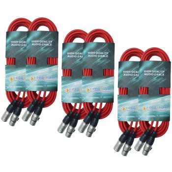 keepdrum DMX-Kabel Set Rot je 2x 3m 10m 15m