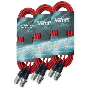 keepdrum DMX Kabel Rot 3-pol XLR 10m 3 Stück