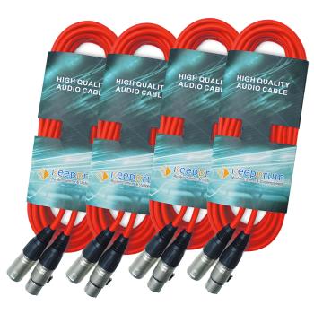 keepdrum 10m MC-001XX RD Mikrofonkabel XLR Rot 4 Stück
