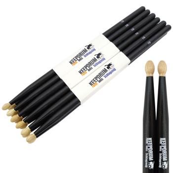 keepdrum 5BB Black Hickory Schlagzeugstöcke 6 Paar