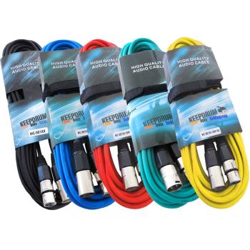 keepdrum 5x 10m MC-001XX Mikrofonkabel Set XLR