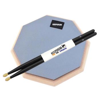 keepdrum DP-GY8 Practice Pad Grau 8 mit Sticks 5BB