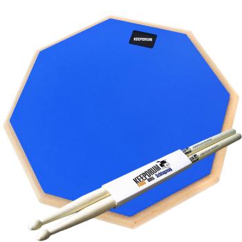 keepdrum DP-BL12 Drum Practice Pad Blau 12 mit Schlagzeugstöcken