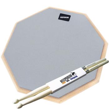 keepdrum DP-GY12 Drum Practice Pad Grau 12 mit Schlagzeugstöcken