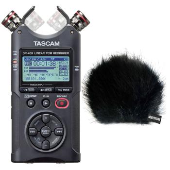 Tascam DR-40X Stereo Audio-Recorder mit Windschutz