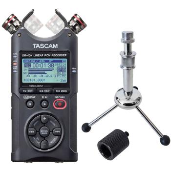 Tascam DR-40X Recorder mit Tripod Stativ mit Adapter