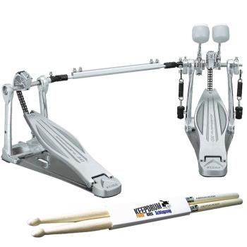 Tama Doppelpedal HP310LW Speed Cobra mit Drumsticks 1 Paar