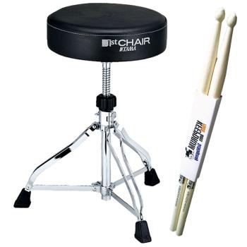 Tama Schlagzeughocker HT230 Rundsitz mit Schlagzeugstöcken