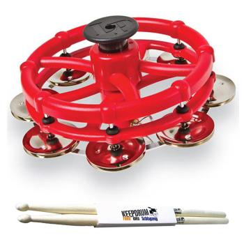 Latin Percussion LP 193 Click HiHat Tambourin mit Schlagzeugstöcken