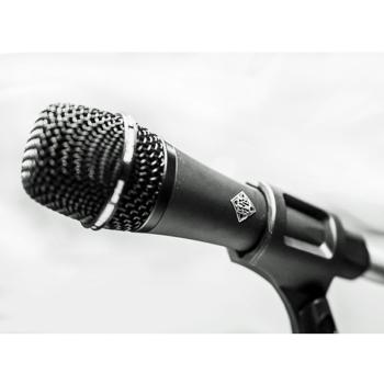 Telefunken Mikrofon M80 schwarz mit Mikrofonständer gerade