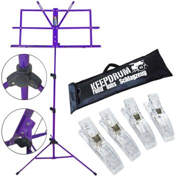 keepdrum MUS2FL Notenständer Lila mit 4 Klammern