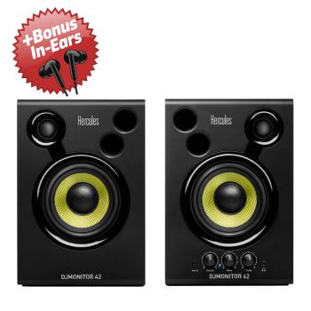 Hercules DJ Monitor 42 Monitor-Boxen + Bonus In-Ear Kopfhörer