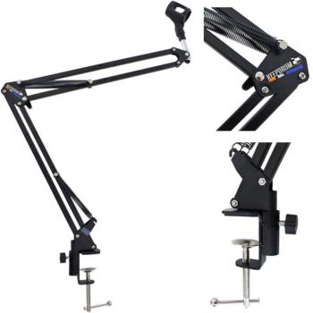 keepdrum NB35 Mikrofonstativ Tisch-Mikrofonarm mit 6m XLR Kabel