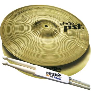 Paiste PST3 13 Zoll HiHat Becken mit Schlagzeugstöcken