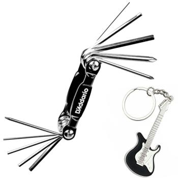Daddario PW-GBMT-01 Multitool Werkzeug für Gitarre und Bass mit Schlüsselanhänger Gitarre