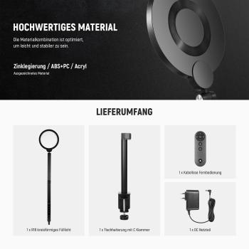 Neewer Ringlicht R18 LED-Leuchte mit Tischhalterung und Tuch
