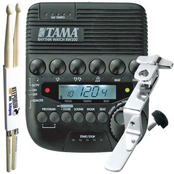 Tama Rhythm Watch mit RWH10 Halter mit Schlagzeugstöcken
