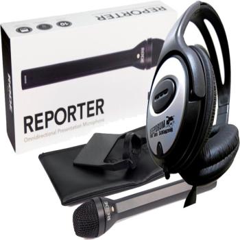 Rode Reporter Mikrofon mit Kopfhörer