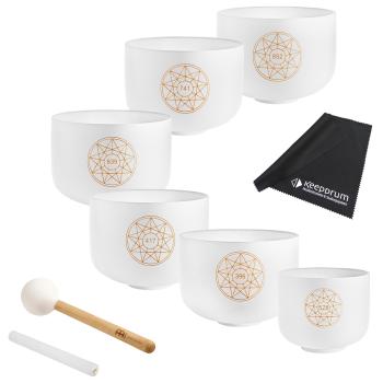 Meinl Sonic Energy Crystal Singing Bowl Solfeggio Set mit Reinigungstuch