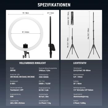 Neewer Ringlicht SRP18C farbige RGB LED-Leuchte