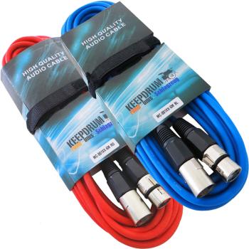 keepdrum 6m MC-001XX Mikrofonkabel XLR Rot Blau 2 Stück