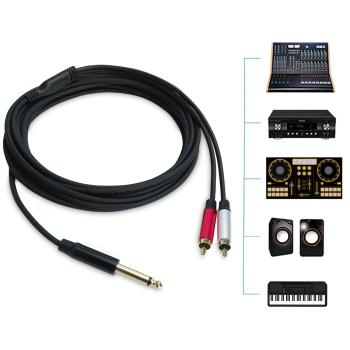 keepdrum Splitter-Kabel AC047M 6.35mm Klinke Mono zu 2x RCA-Cinch