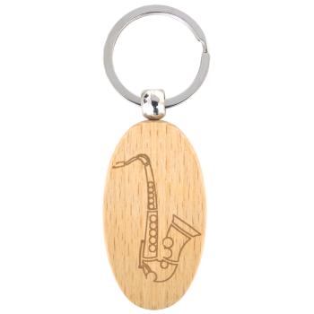 keepdrum Schlüsselanhänger Oval mit Saxofon Motiv