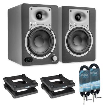 Fluid Audio Studio-Monitore C50BT Lautsprecher mit Stativen und Kabel