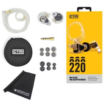 CTM CE220 In Ear Monitor-Kopfhörer Clear mit Tuch