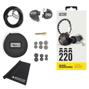 CTM CE220 In Ear Monitor-Kopfhörer Grau mit Tuch