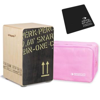 Schlagwerk CP403 BLK Cajon mit Tasche Pink und Sitzpad