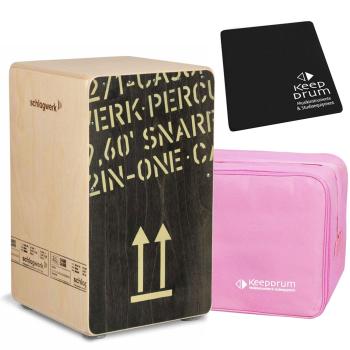 Schlagwerk CP404 BLK Cajon mit Tasche Pink und Pad