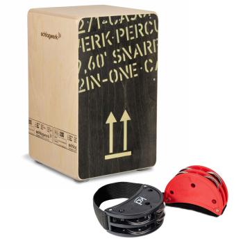 Schlagwerk Cajon CP404 BLK Schwarz mit Fußtambourin-Set