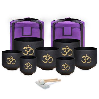 keepdrum Klangschalen-Set OM Set Schwarz 6-12 Zoll mit Zubehör