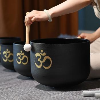 keepdrum Klangschalen-Set OM Pro Schwarz 3-Chakren Set mit Zubehör