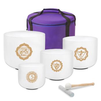keepdrum Klangschalen-Set OM Pro Gold 4-Chakren Set mit Zubehör