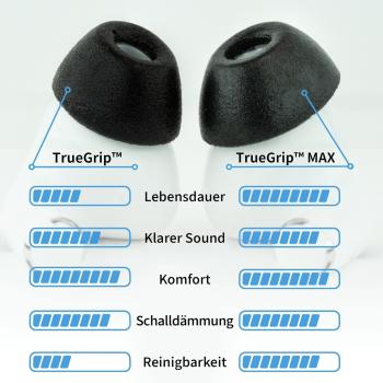 Comply Ohrstöpsel TrueGrip MAX für Airpods Pro 3 Schwarz L mit Tuch