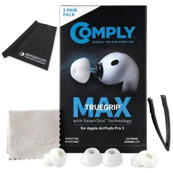 Comply Ohrstöpsel TrueGrip MAX für Airpods Pro 3 Weiss Mix mit Tuch