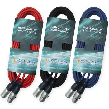 keepdrum DMX Kabel Set Rot Blau Schwarz 6m
