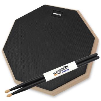 keepdrum Übungspad DP-BK12 schwarz 12 Zoll mit Drumsticks 5BB 1 Paar