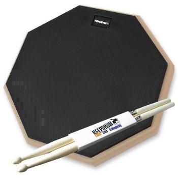 keepdrum Übungspad DP-BK12 schwarz 12 Zoll mit Drumsticks 1 Paar