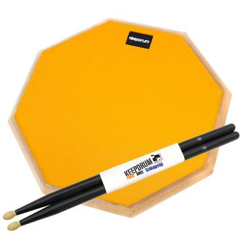 keepdrum Übungspad Orange 12 Zoll mit Schlagzeugstöcken Schwarz