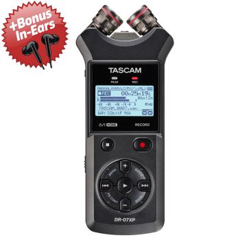 Tascam Audio-Recorder DR-07XP Aufnahmegerät + Bonus In-Ear Kopfhörer